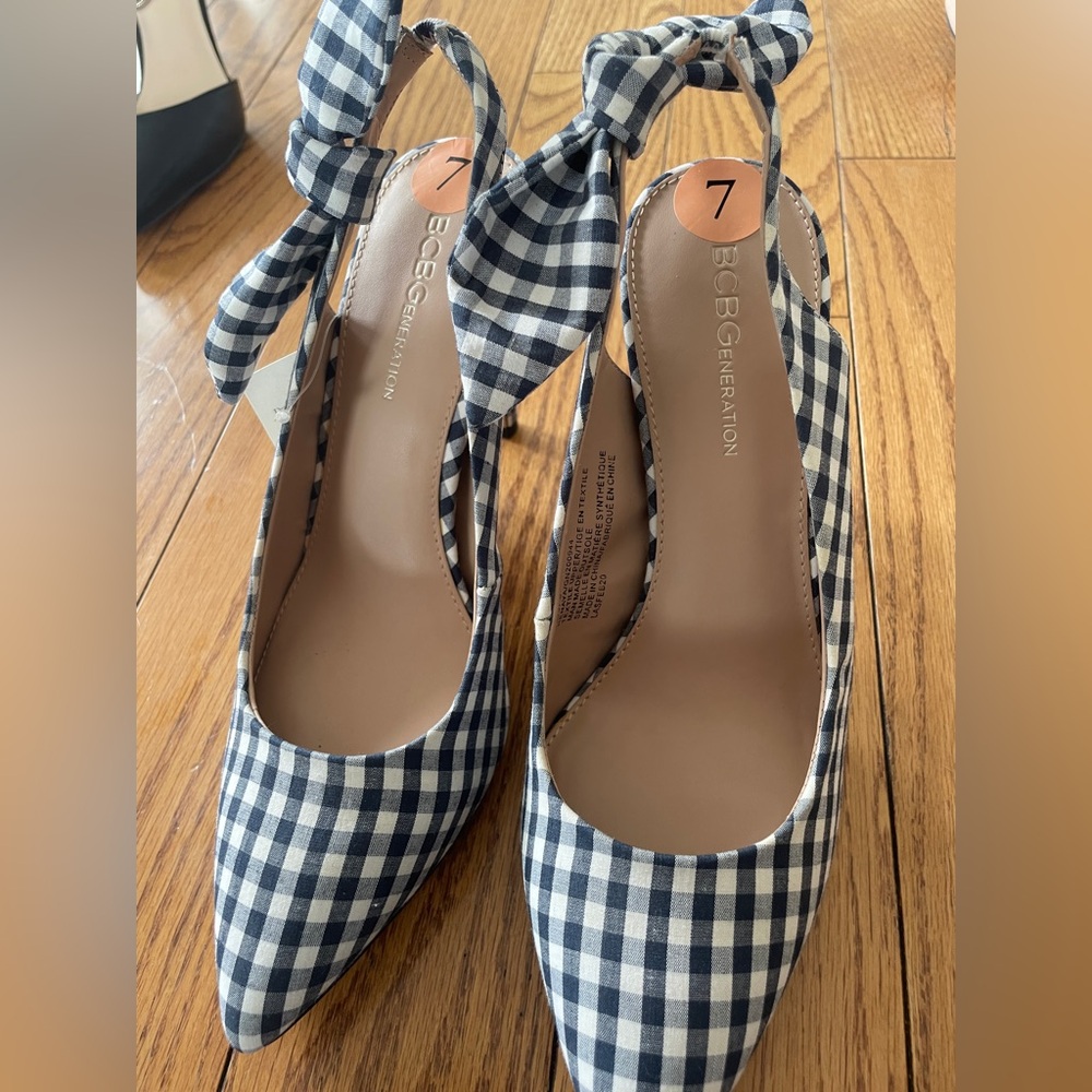 BCBGeneration Black and White Checkered slingback pump